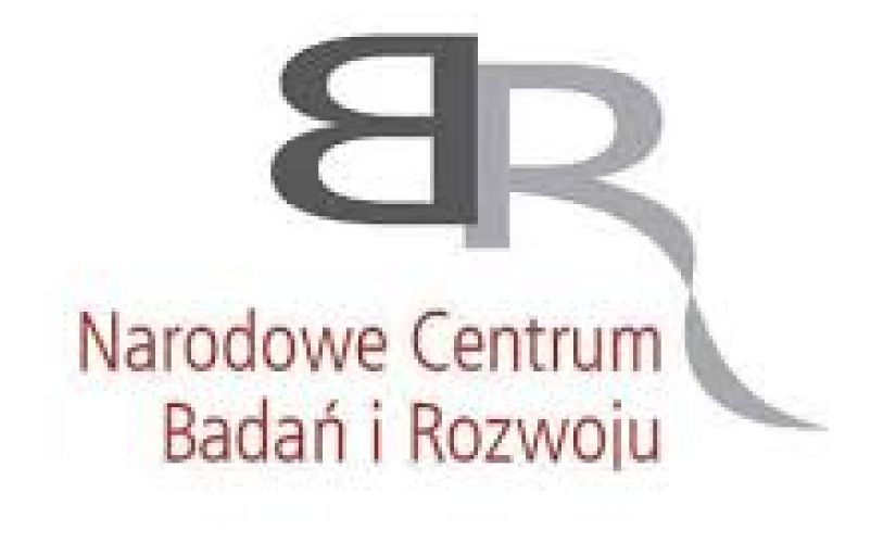 Logotyp: litery BR ułożone graficznie oraz bordowy napis Narodowe Centrum Badań i Rozwoju.