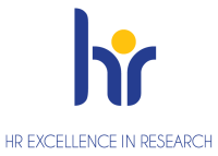 Logotyp. Niebieskie, wyróżnione litery HR i pod spodem napis HR Excelllence in Research