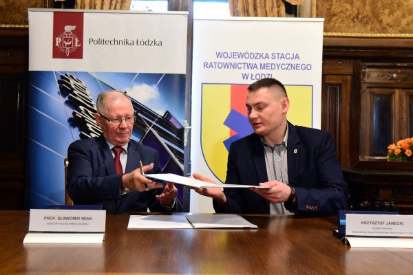 PŁ podpisała umowę z Woj. Stacją Ratownictwa Medycznego, od lewej prof. S.Wiak i K.Janecki, fot. Jacek Szabela