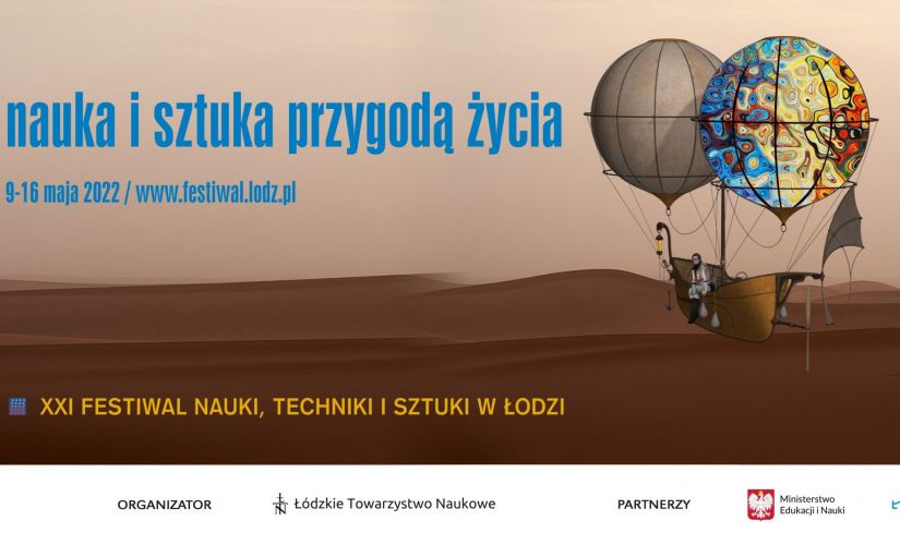 Baner reklamujący XXI Festiwal Nauki, Techniki i Sztuki na PŁ