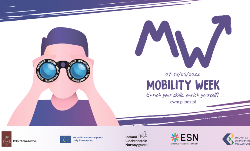 Grafika promująca Mobility Week 2022 w PŁ