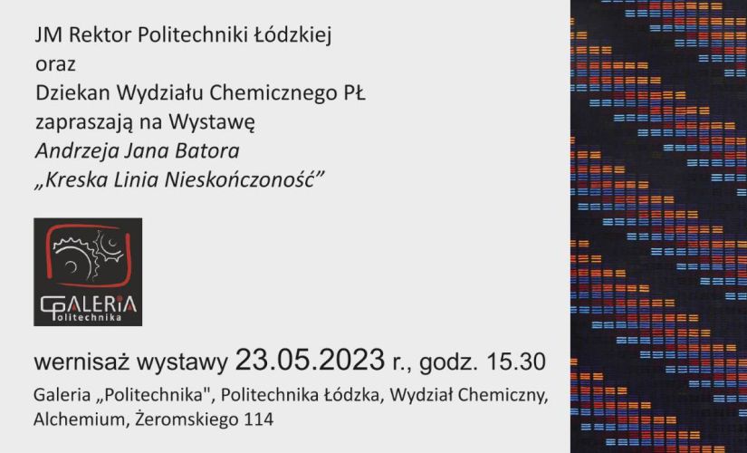 Grafika promująca wystwę Andrzeja Batorego w Galerii Politechnika na PŁ