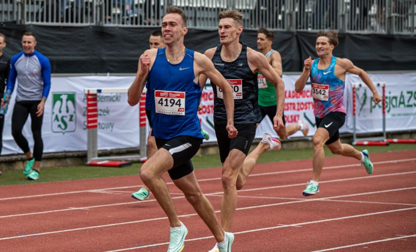 Mateusz Rzeźniczak w biegu na 400 m  na AMP w lekkiej atletyce 2023, fot. Konrad Czapracki