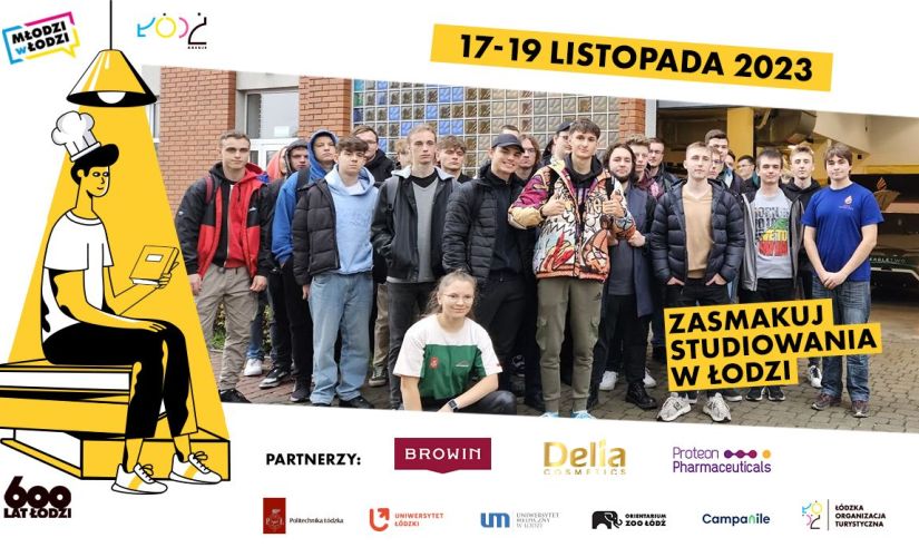 Grafika promująca akcję Zasmakuj studiowania w Łodzi
