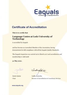 Eaquals Certificate of accreditation