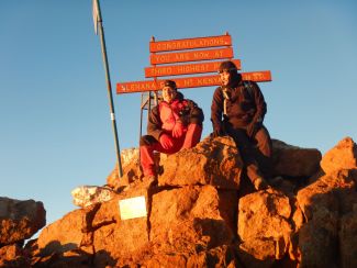 Prof. J. Banasiak and P. Kuligiewicz on Point Lenana on Mont Kenya