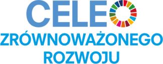 Logotyp akcji Cele zrównoważonego rozwoju - napis drukowanymi, niebieskimi literami w trzech liniach.