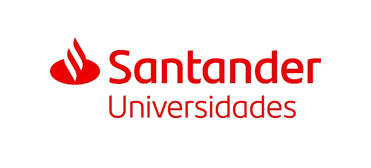 czerwony napis na białym tle: Santander Universidades