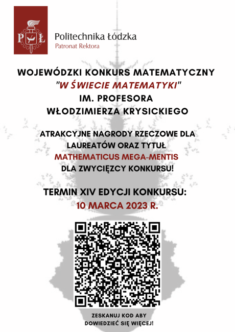 Plakat XIV konkursu matematycznego w PŁ