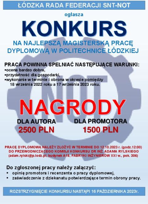 Plakat na konkurs NOT 2023