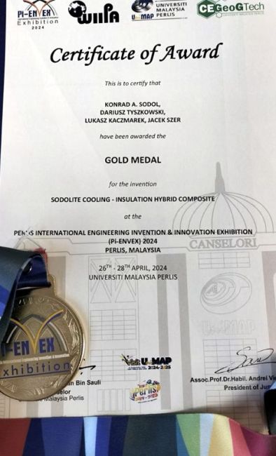 Certyfikat i złoty medal dla technologii SODOLITE, fot. Konrad Sodół