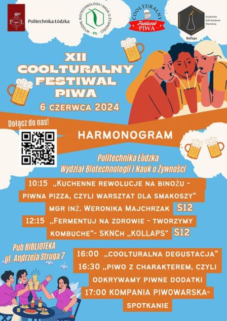 Plakat promujący XII Cooolturalny Festiwal Piwa na PŁ
