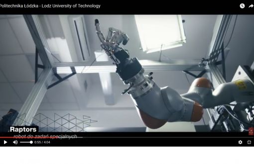 A frame from a promotional video. A robotic arm from the laboratory of Lodz Universty of Technology.