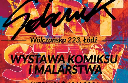 Plakat wystawy malarstwa i komiksu w Galerii Biblio-Art na PŁ