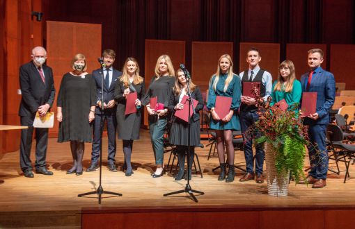 Zespół prof. Anny Masek z PŁ podczas wręczenia nagrody łódzkie Eureka na inaugracji XX Festiwalu Nauki, Techniki i Sztuki w Łodzi.