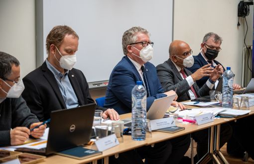 the Rector of Lodz University of Technology, Prof. Krzysztof Jóźwik (on the right), participated in a meeting of ECIU University Board members