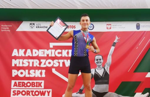 Adam Pigłowski, student PŁ, mistrzem AMP w aerobiku sportowym, fot. arch. Centrum Sportu.