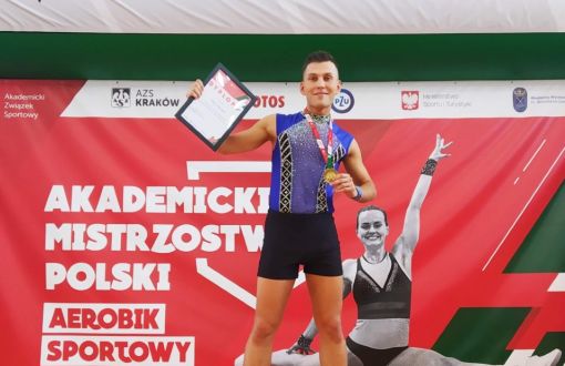 Adam Pigłowski, student PŁ, mistrzem AMP w aerobiku sportowym, fot. arch. Centrum Sportu.