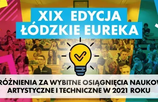 Baner reklamujący Nagrodę Łódzkie Eureka