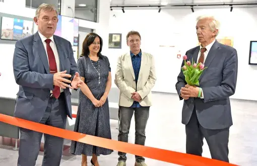 Otwarcie nowej siedziby Galerii Politechnika na PŁ, od lewej prof. K. Jóżwik, prof. M.Szynkowska-Jóźwik, prof.P. Mastalerz i dr S. Staszewski, fot. Jacek Szabela.