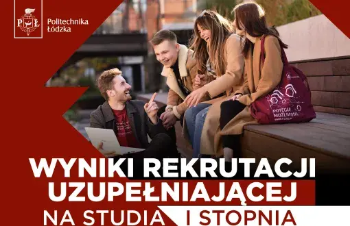 Kolorowa grafika z napisem: wyniki rekrutacji uzupełniającej na studia I stopnia.
