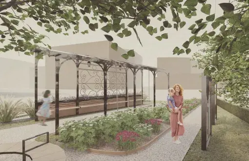 Pocket park designed by Franciszek Brzeziński and Natalia Dembińska