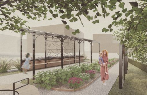 Pocket park designed by Franciszek Brzeziński and Natalia Dembińska