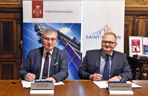 prof. Krzysztof Jóźwik, rektor PŁ i Grzegorz Wojciechowski, dyrektor generalny na Europę Wschodnią Saint-Gobain Surface Solutions