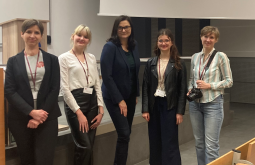 Anna Magnuszewska and the participants of the fourth edition of the MD during the MathUP conference. With the camera, dr inż. Gertruda Gwóźdź-Łukawska