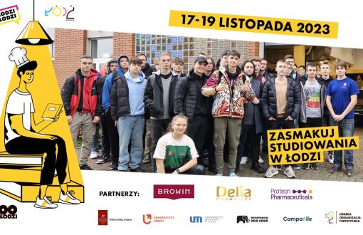 Grafika promująca akcję Zasmakuj studiowania w Łodzi
