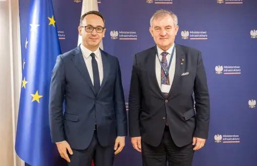 Minister infrastruktury Dariusz Klimczak i rektor Politechniki Łódzkiej prof. Krzysztof  Jóźwik
