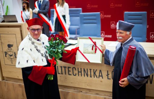 Od lewej - rektor PŁ, prof. K.Jóźwik oraz prof. J.Moll, fot. Marcin Szmidt.