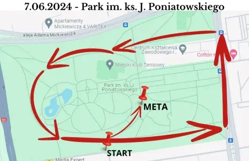 mapka z trasą biegu