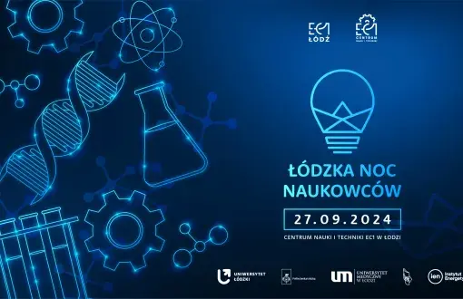 Grafika promująca Łódzką Noc Naukowców