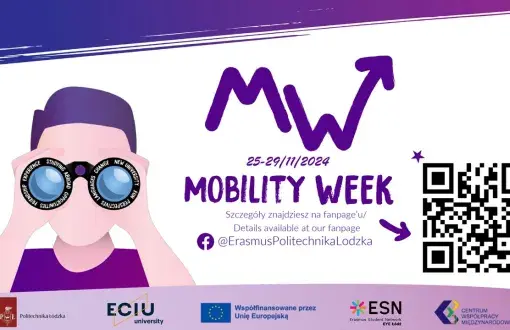 Grafika promująca Mobility Week na PŁ