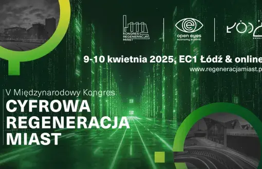 Grafika promująca Kongres Cyfrowa Regeneracja Miast