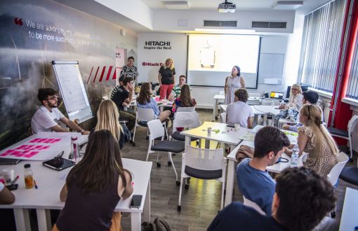 During the class: from the left stand Iwona Staniec, Asta Daunorienė, and Joanna Miłosz-Bartczak