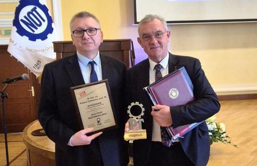 Diamentowy Inzynier - prof. Krzysztof Jóźwik i Wyróżniony Inżynier - dr hab. inż. Robert Cichowicz, prof. PŁ