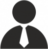 Ikona: czarny, wypełniony kontur postaci w krawacie na białym tle.